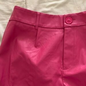 Vibrant Pink Leather Shorts